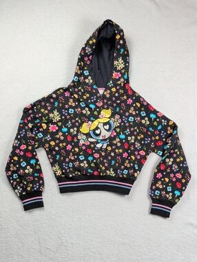 MonnaLisa Girls Floral Cotton Powerpuff Cropped Hoodie Size 10